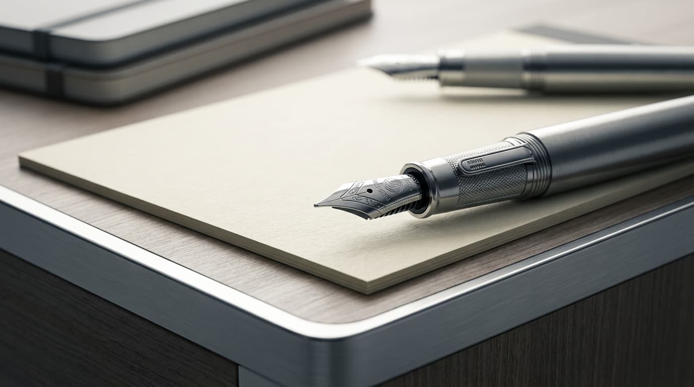 Fountain pen on legal document